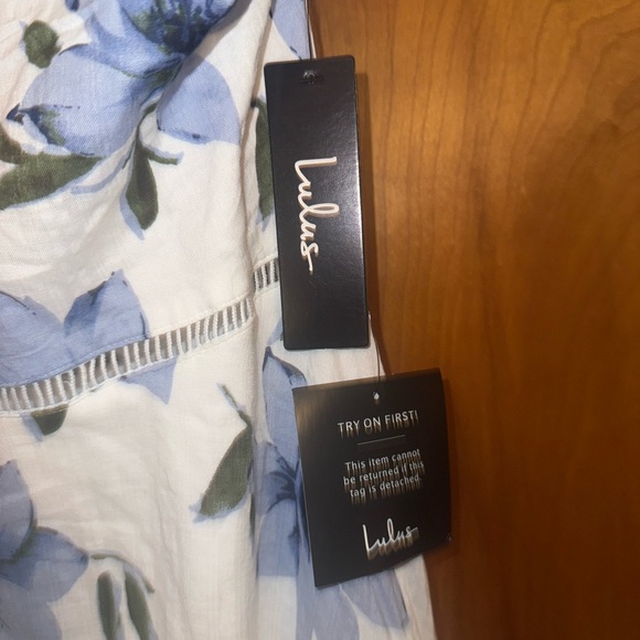 Lulu's White and Blue Floral Dress - Picture 3 of 6